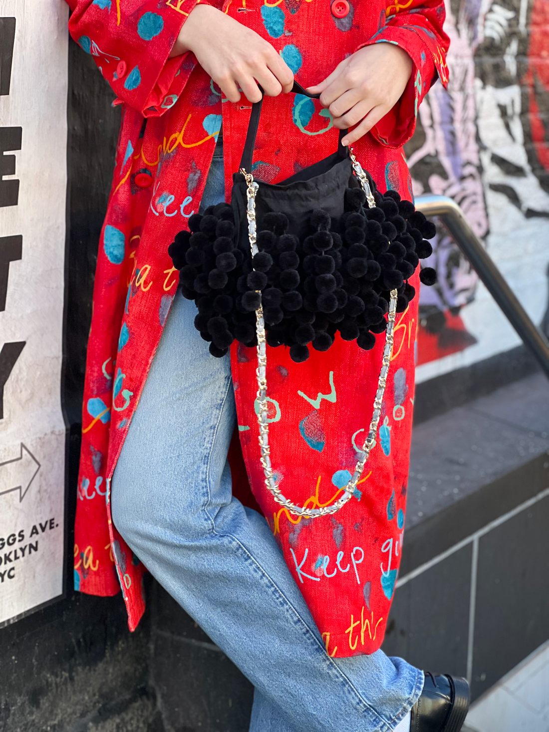 Pom-Pom Bag: Black