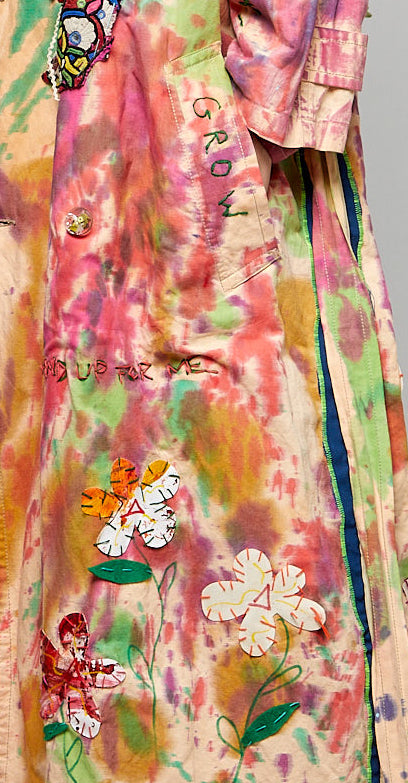 Upcycled DKNY Multi-Colored Linen Trench Coat