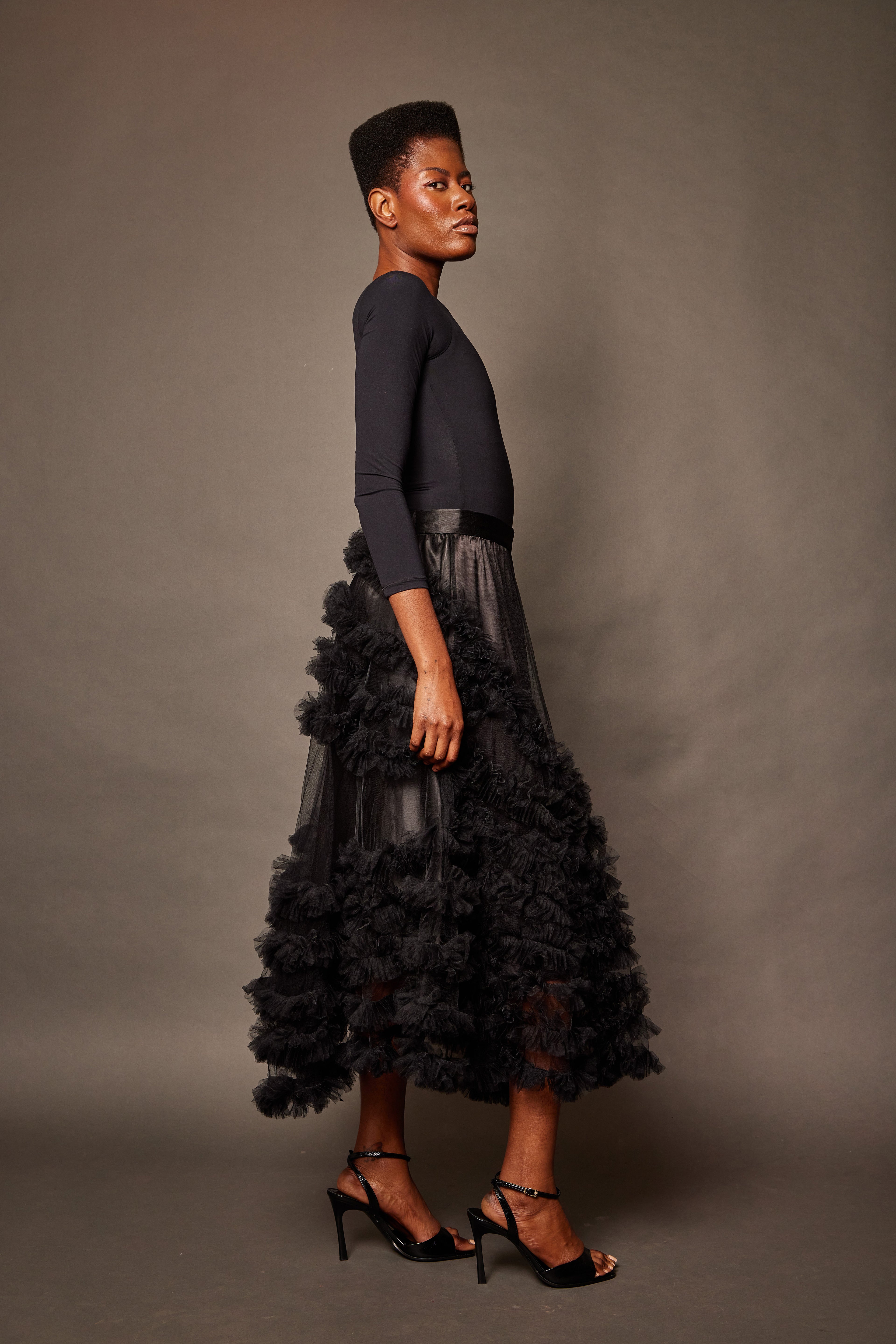 Cascade Skirt — Obsidian