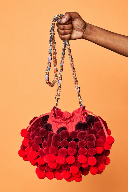 Red Pom-Pom Bag