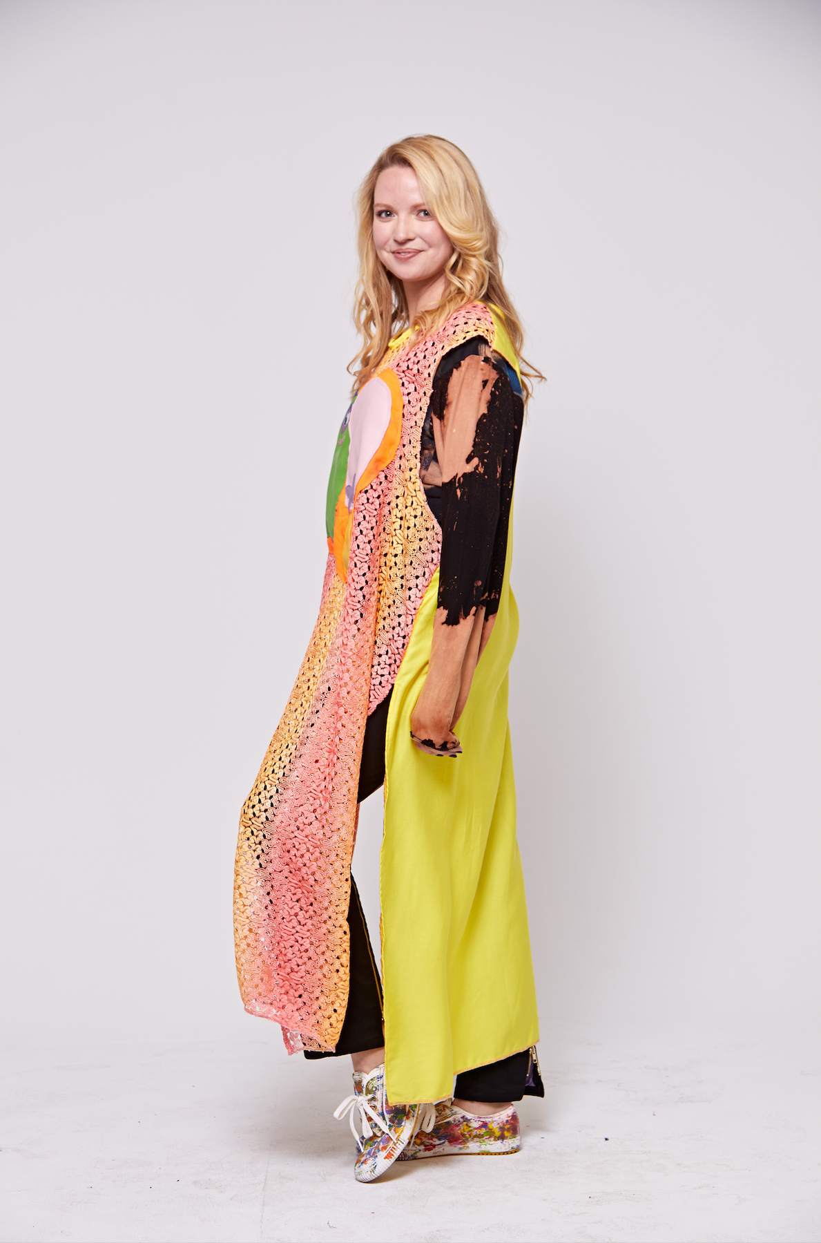 Multicolored Vegan Leather Face Kaftan