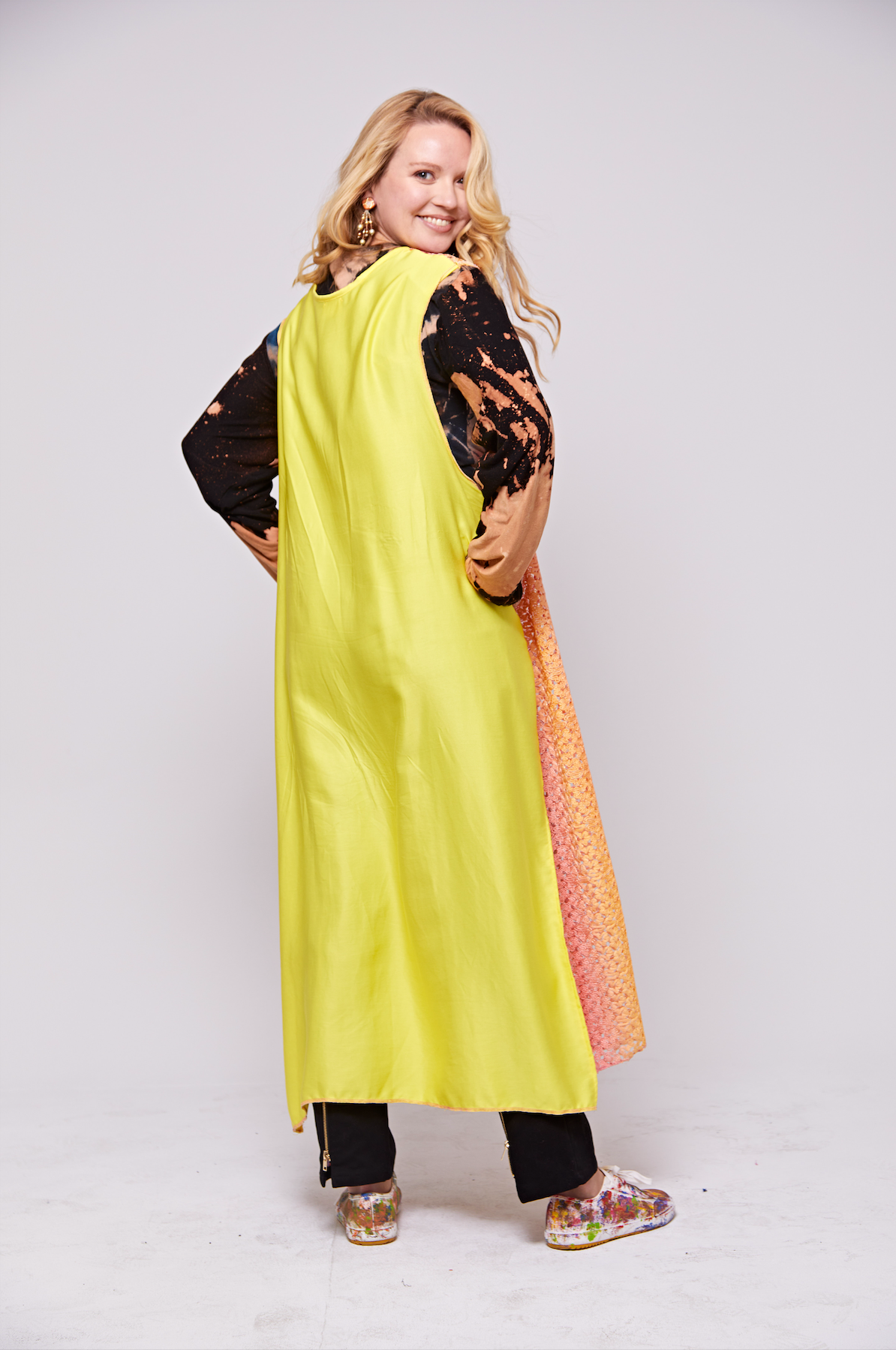 Multicolored Vegan Leather Face Kaftan