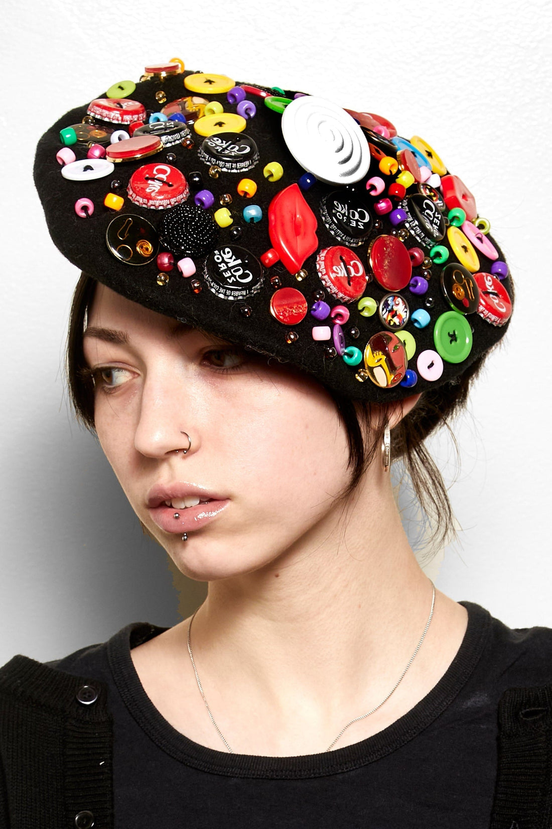 Multicolor Button Beret