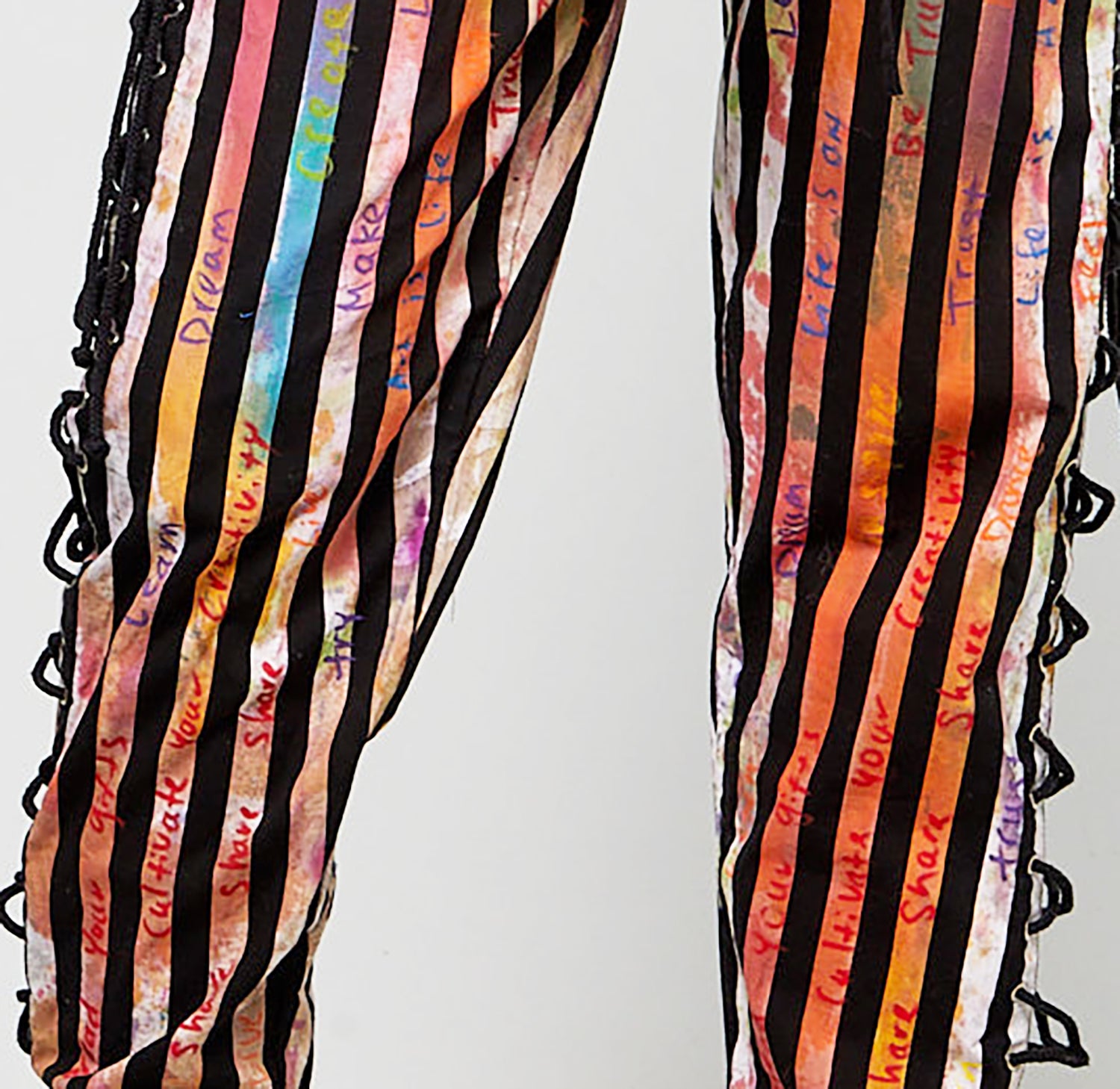 Upcycled Striped Lace-up Joggers