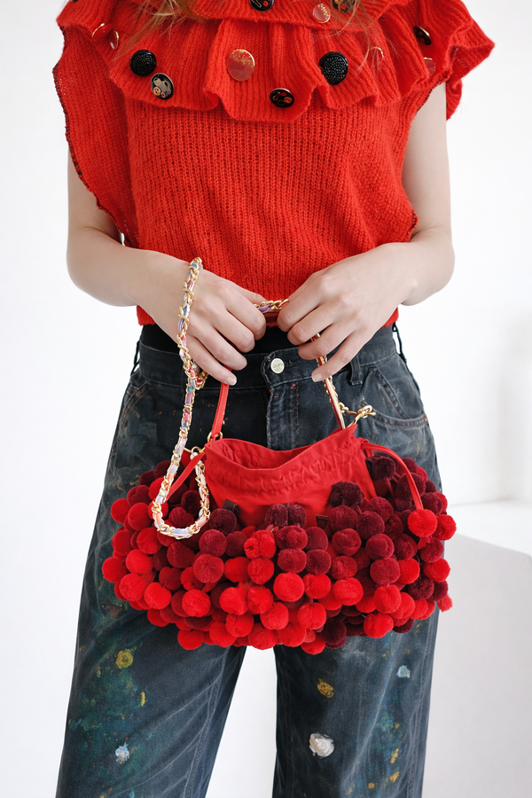 Pom-Pom Bag: Red